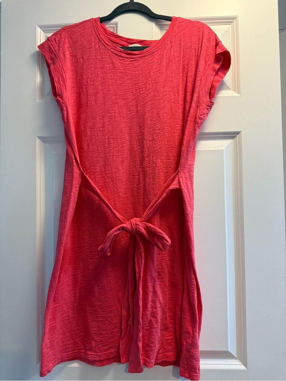 J. Crew Coral Tie-Back Slub Midi Dress